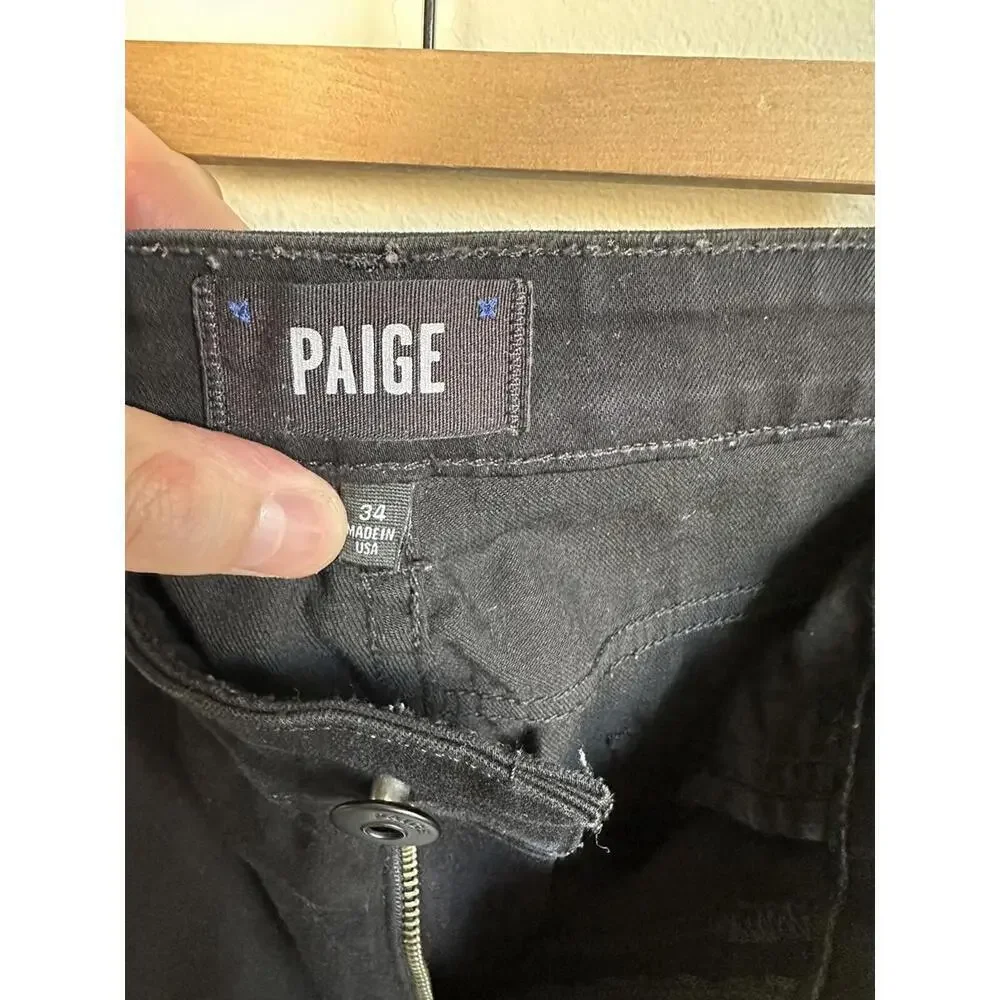 Paige Jeans Mens 34x32 Black Slim Distressed Stretch